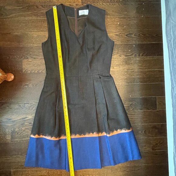 Gorgeous Hugo Boss Olive Fantasy Blue DOLENA Jacquard Dress-Size 6 - Picture 10 of 15